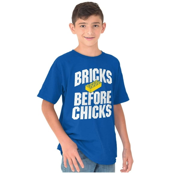 Funny Bricks Before Chicks Joke Boys Kids T Shirt Tees Tops Teen Brisco Brands L