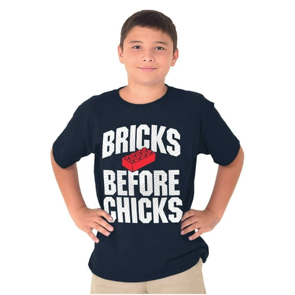 Funny Bricks Before Chicks Joke Boys Kids T Shirt Tees Tops Teen Brisco Brands XS