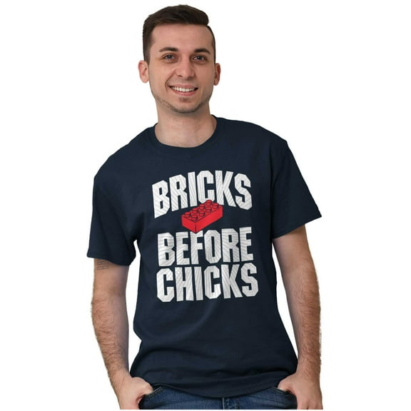 Funny Bricks Before Chicks Joke Men's Graphic T Shirt Tees Brisco Brands L