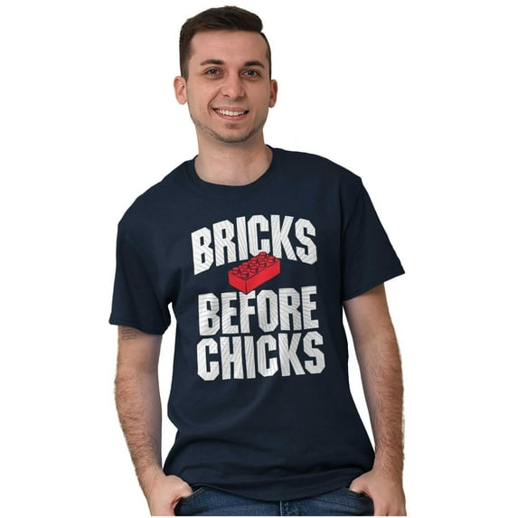Funny Bricks Before Chicks Joke Men's Graphic T Shirt Tees Brisco Brands S