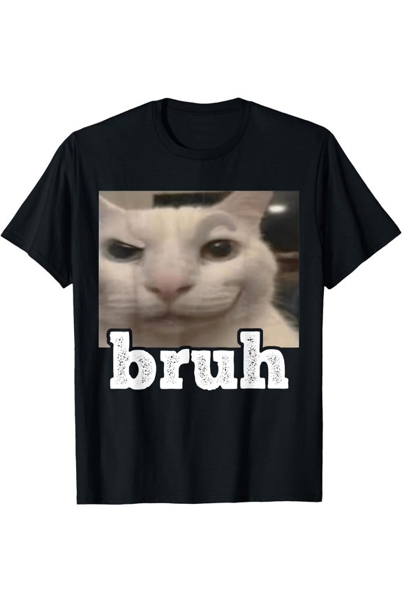 Funny Bro Meme Saying Bruh With Cat Greetings Teens Boys Men T-Shirt, Unisex T-Shirt