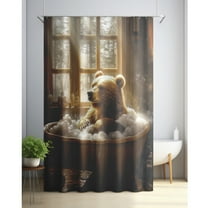 Funny Brown Bear Rustic Wood Grain Shower Curtain - 1 Piece Wild Animal Cartoon Bathroom Natural Modern Bathroom Accessories Art Home Decor