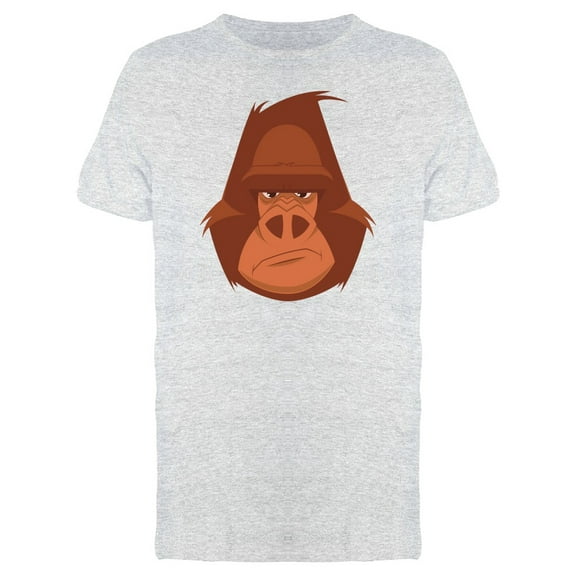 Funny Brown Gorilla Face Cartoon T-Shirt Men -Image by Shutterstock, Male Large