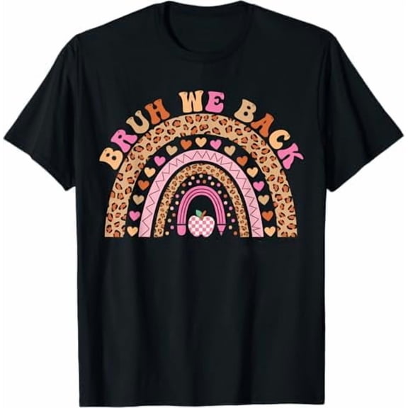 Funny Bruh We Back Teachers Students T-Shirt Groovy First Day of School Shirt Boy Girl Back to School Graphic Tees Tops