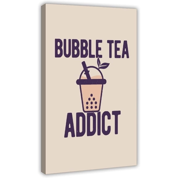 Funny Bubble Boba Tea Canvas Poster Bedroom Decor Sports Landscape Office Room Decor Gift Frame: Frame:12x16inch(30x40cm)