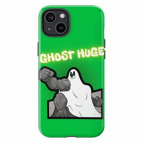 Funny Buff Ghost Meme Phone Case, Neon Green Gym Humor Phone Cover, Durable Protective Case for iPhone 16 15 14 13 12 11 Mini Pro Max