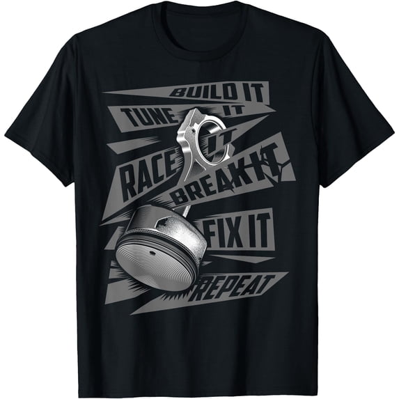 Funny Build Tune Race Break Fix It Repeat Softstyle Unisex T-Shirt,Black Color,Size 4T