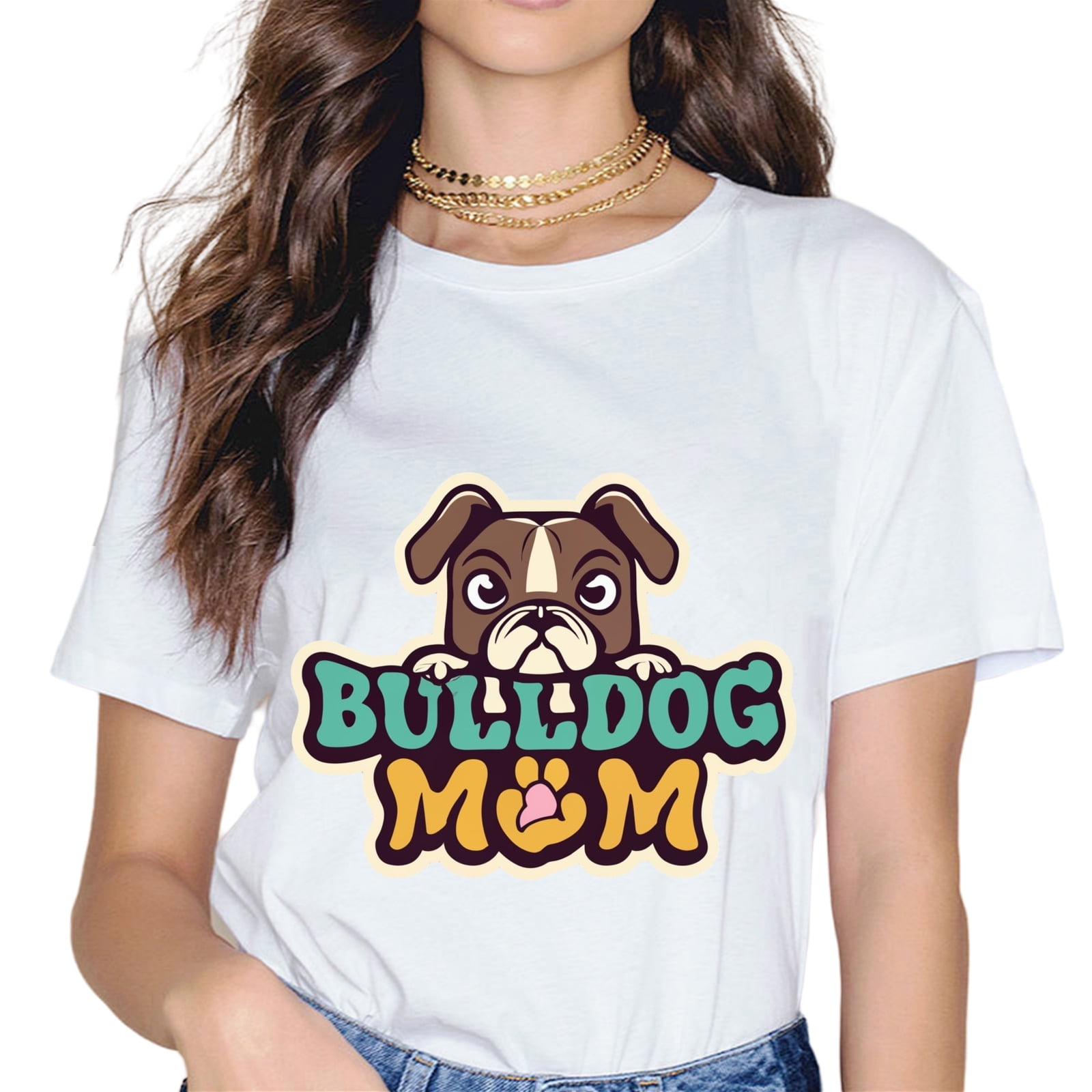 Funny Bulldog Design For Women Mama English Bulldog Lovers T-Shirt
