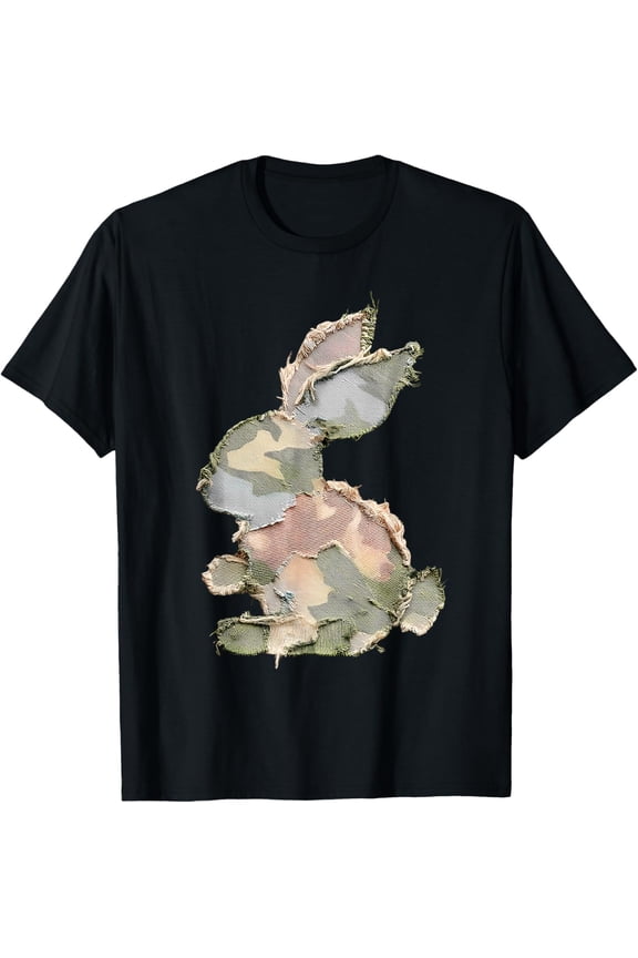 Funny Bunny Crochet Patchwork Camo Rabbit Happy Easter Day Mens T-Shirt