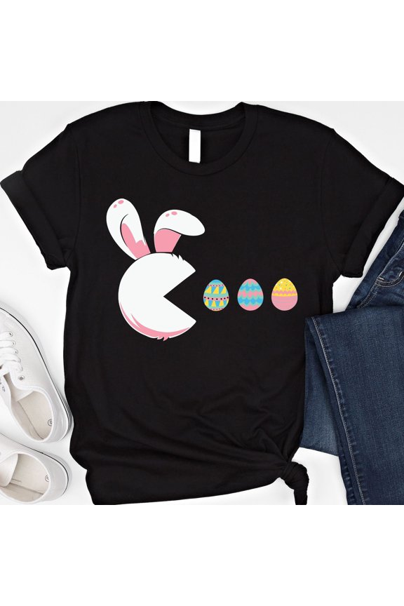 Funny Bunny Easter Egg Hunter T-Shirt for Gamers, Perfect for Easter Day Celebrations
