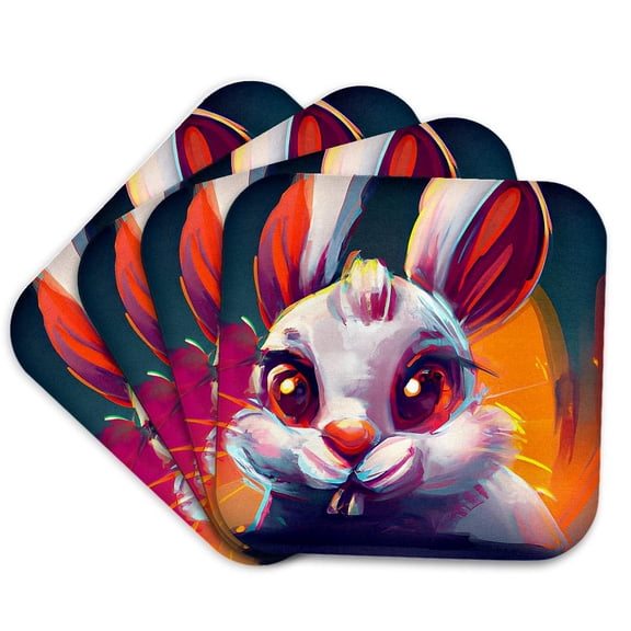 3drose, Funny Bunny Face. 2023 Is the Year of the Rabbit. Funny Gift for You, Set of 4 Coasters - Soft