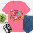 thumbnail image 1 of Funny Bunny Teacher Shirt – Colorful Spring Classroom Graphic T-Shirt, CharityPink, M, 1 of 6
