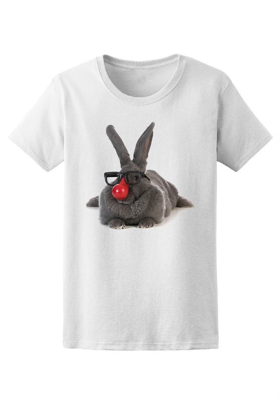 Funny Bunny With Clown Nose T-Shirt Women -Image by Shutterstock, Female Large