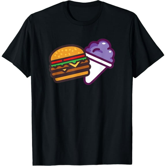 Funny Burger And Grape Cute Burger Snow Cone T-Shirt