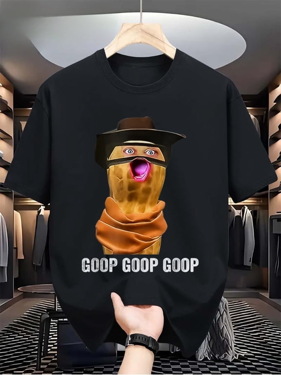 Funny The Burnt Peanut GOOP Bungulator T-Shirt Comfortable All Year Round, Machine Washable, Unique Printing, Straight Shoulder, Crew Neck, Casual Style, Geometric Pattern, Perfect for Men