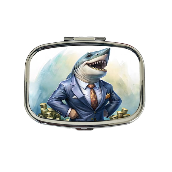 Funny Business Loan Shark Wearing A Suit With Money Small Travel Handbag Pill Box Case