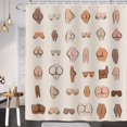 thumbnail image 1 of Funny Butt Shower Curtain, Fun Butt Sexy Hilarious Boobs Fabric Shower Curtains Set, White Restroom Art Decor Accessories Waterproof with Hooks 69x70 inch, 1 of 6