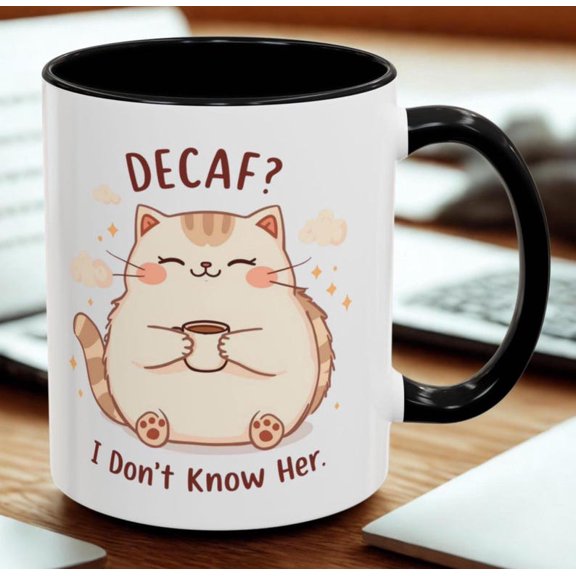 Funny C1At DeC1Af Quote Cup I Dont Know Her Cute Kitty Design Coffee Lover Gift Cozy Aesthetic Drinkware
