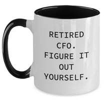 Funny CFO Retirement Gifts from Friends, Graduation Unique Gifts for Men, Women, Coworkers - 'Retired CFO. Figure It Out Yourself.' Quote Two Tone Coffee Mug