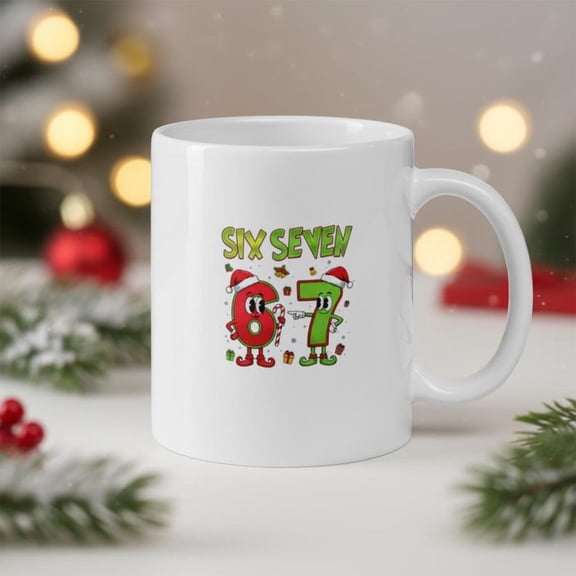 Funny CH1Ristmas Mug, 67 Meme, White gsy mug 11 oz