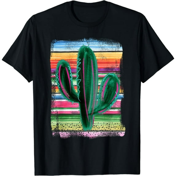 Funny Cactus Serape Cactus print Turquoise T-Shirt