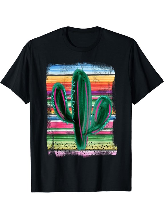 Funny Cactus Serape Cactus print Turquoise T-Shirt