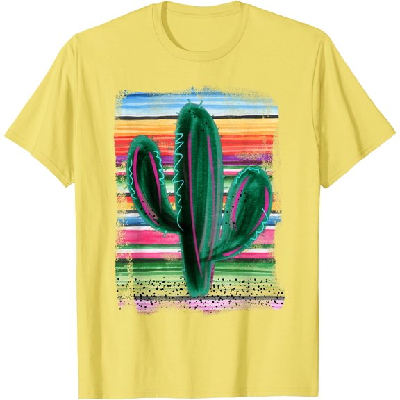 Funny Cactus Serape print Turquoise Unisex T-Shirt for Men Women Kids Toddler,Cornsilk Color,Size L