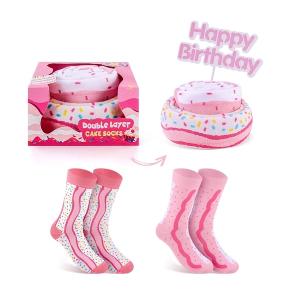 Funny Birthday Cake Socks for Women & Teen Girls-Unique Gag Gifts Ideas Fun Novelty Cute Funky Food Socks-Birthday Valentines Mothers Day Gifts for Mom Sister Christmas Stocking Stuffers