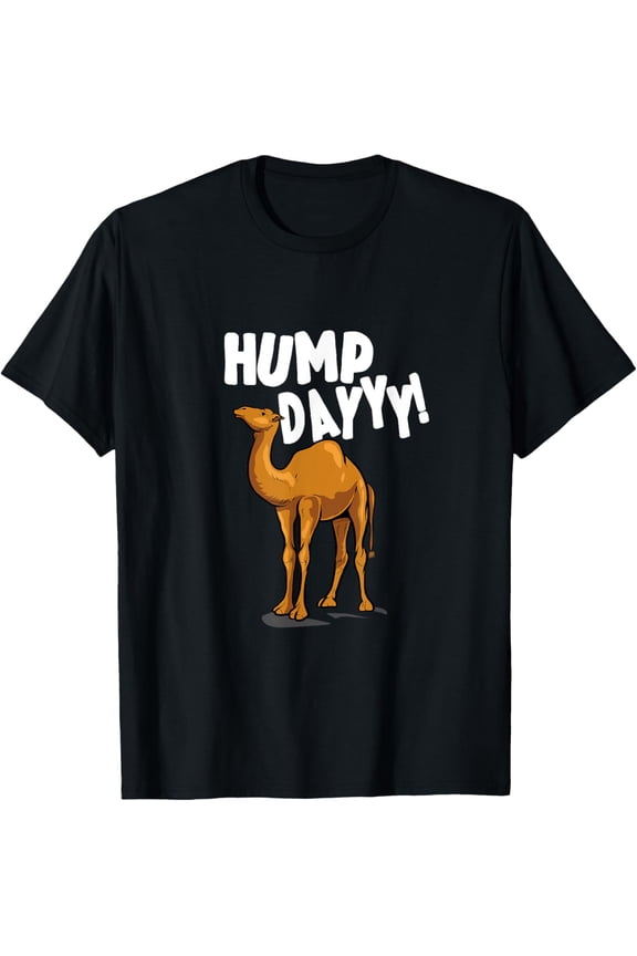 Funny Camel Dromedary - Camel Its Hump Day T-ShirtMen's and women's gift, black and white T-shirt, size: Extra large S-4XL