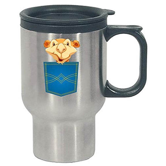 Funny Camel - In Front Shirt Pocket - Saddle Animal Dromedary Desert Humor - Stainless Steel Travel Mug