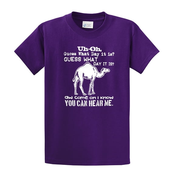 Funny Camel Youth Short Sleeve T-shirt Guess What Day It is Hump Day-Purple-Yl