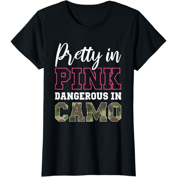 Funny Camo Hunting Pink Graphic for Women and Girls Hunters T-Shirt