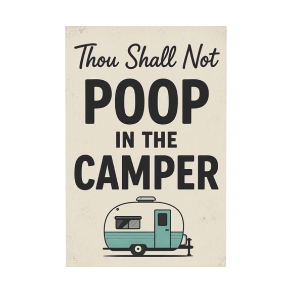 Funny Camper Bathroom Rules Canvas Wall Art Retro RV Camping Decor 12*18in