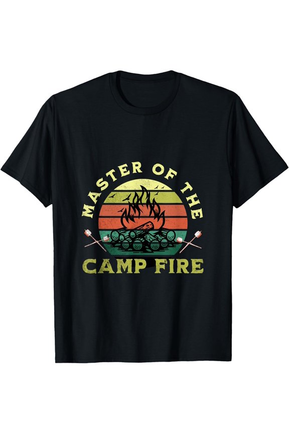 Funny Campfire Graphic T-Shirt for Outdoor Enthusiasts and Camping Dads