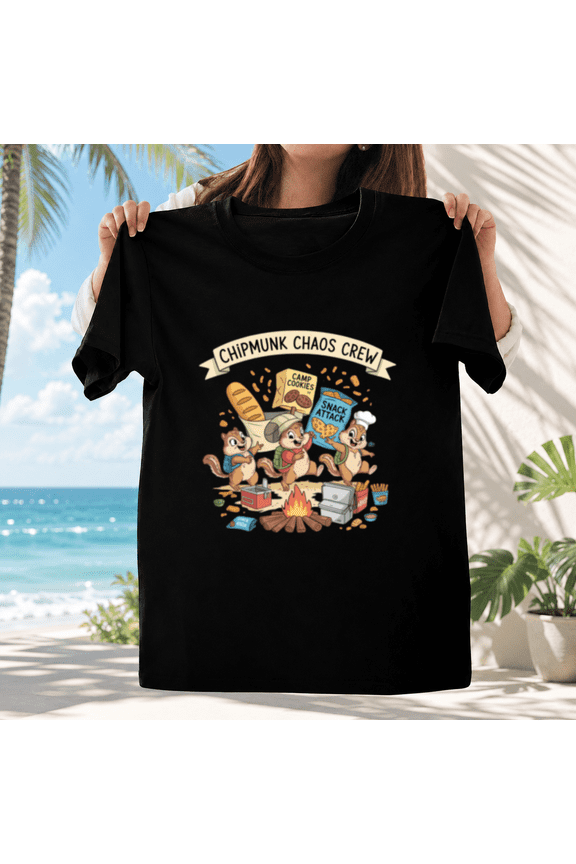 Funny Camping Adventure Outdoor Gift Chipmunk Animal Wilderness Unisex T-ShirtPlus Size S–5XL Available