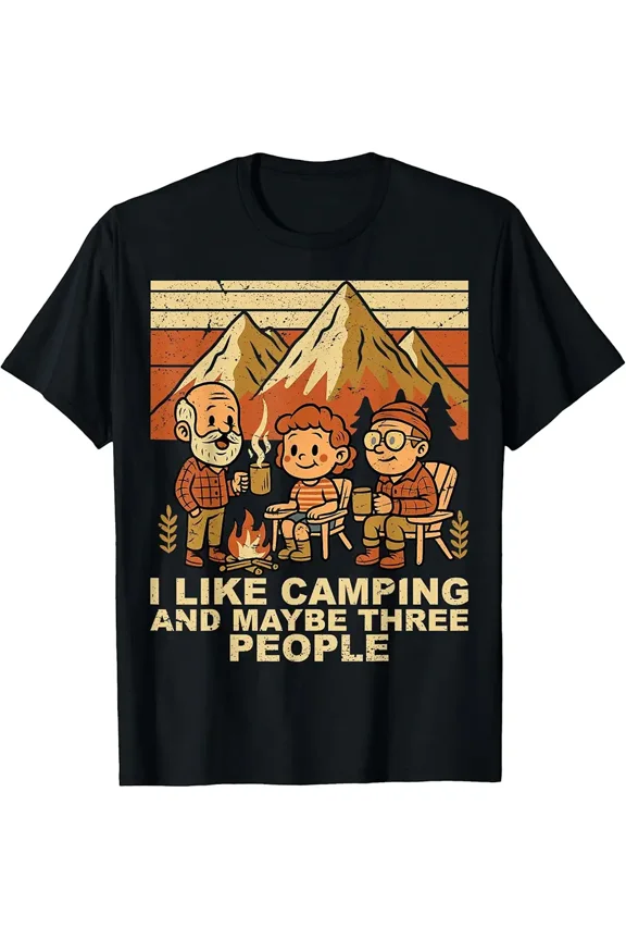 Funny Camping Campfire Friends Retro Unisex Adventure Lover Graphic Cotton Tee