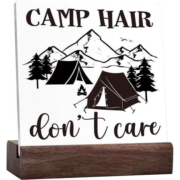 Funny Camping Ceramic Table Plaque Signs Desk Decor,Quote Camping Signs For Campers Home Tent Hotels Shelf Table Decoration,Rustic Camping Signs Decor