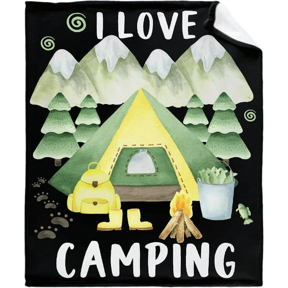 Funny Camping Fleece Flannel Gift Blanket Lightweight Soft Throw Blanket Cute Cozy Blanket for Bed Couch Travel Outdoor 40''''x 50'''' for Kids/Child