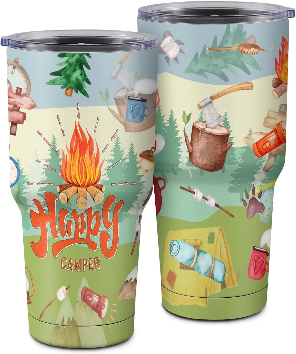 Funny Camping Gifts for Camper, Camping Mug 30oz Tumbler, Camping Gifts for  Women Happy Camper - Camping Accessories Coffee Cup with Lid, Best Gifts  for rv Owners, Double Wall Vacuum Insulated -