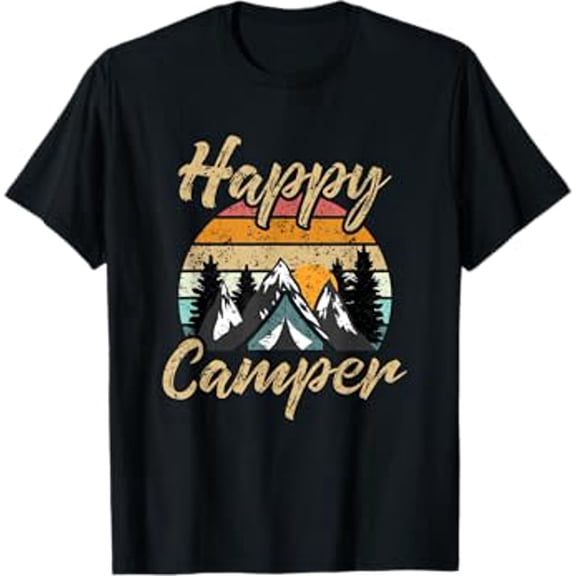 Funny Camping Hiking Lover Present Happy Camper Gift T-Shirt