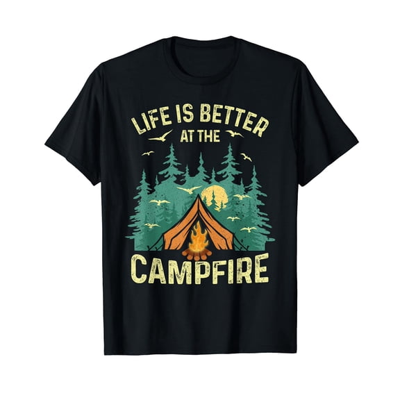 Funny Camping Lover Design For Men Women Camping Vacationist Black T-Shirt Short Sleeve