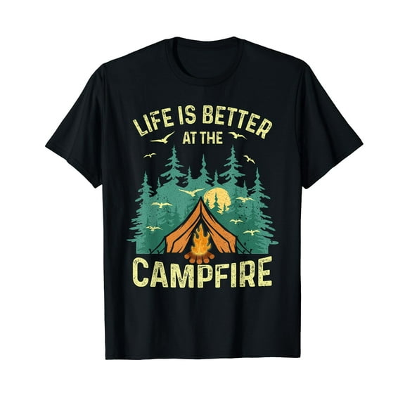 Funny Camping Lover Design For Men Women Camping Vacationist Black T-Shirt Short Sleeve