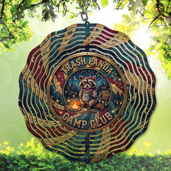 Funny Camping Raccoon Wind Spinner 10 Inch, Campsite Outdoor Decor