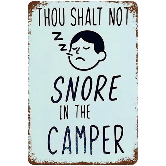 Funny Camping Rule Metal Tin Sign 8x12 Inch Retro Wall Art for RV Cabin or Home