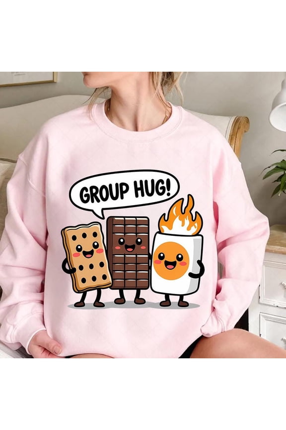 Funny Camping Smores Sweatshirt, Group Hug Marshmallow Shirt, Outdoor Nature Lover Graphic SWEATSweatshirtfor Campers and Friends