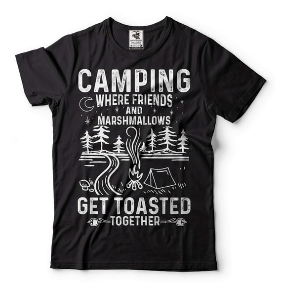 Funny Camping Tee Where Friends And Marshmallows Get Toasted Together T-Shirt Camping hiking tee (3X-Large Black)