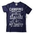 thumbnail image 1 of Funny Camping Tee Where Friends And Marshmallows Get Toasted Together T-Shirt Camping hiking tee (Small Navy Blue), 1 of 6