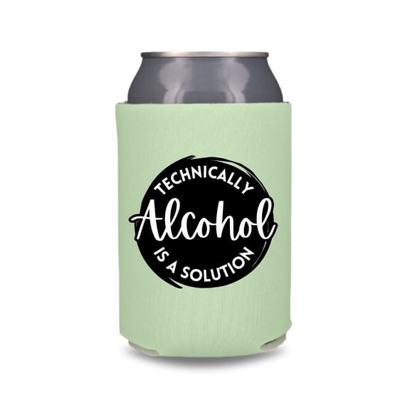 Funny Can Coolers, Technically Alcohol Is A Solution Coolies, Gift, Beer Coolers, Party Favors (Mint)