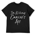 thumbnail image 1 of Funny Cancer Treatment Gift Quote I'm Kicking Cancer's Ass Raglan Baseball Tee Black 2X-Large, 1 of 5