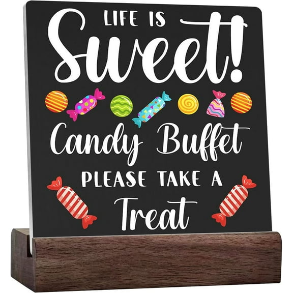 Funny Candy Buffet Ceramic Table Sign Plaque Life Is Sweet Candy Buffet Please Take A Treat Sign Rustic Art Home Shelf Desk Decor